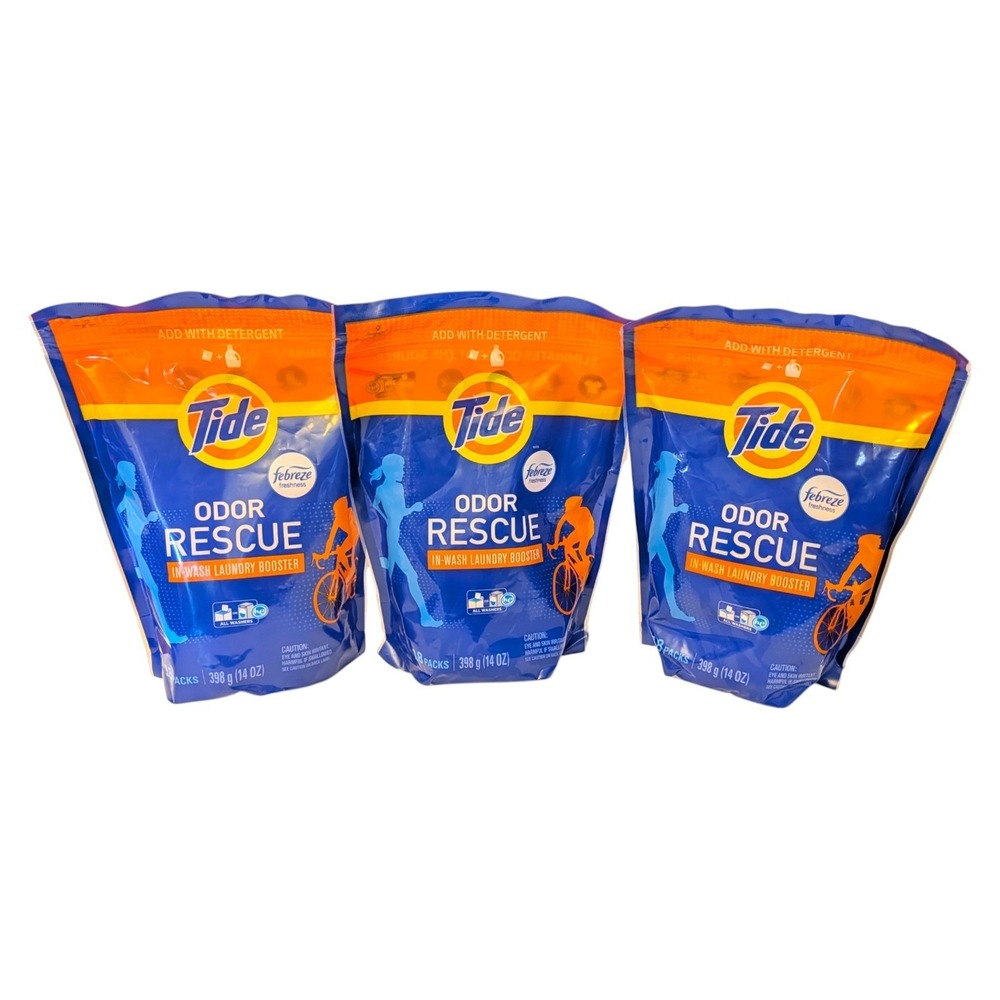 Tide Odor Rescue In-Wash Laundry Booster 18 Pack 3 Bags 14 oz Febreze Fresh